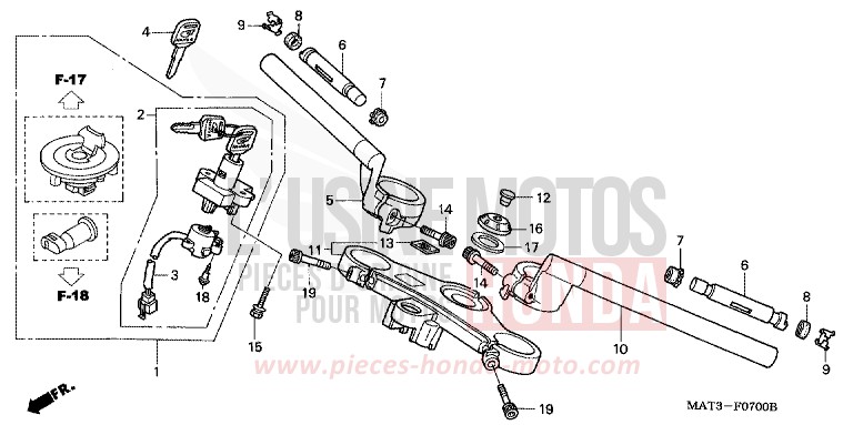HANDLE PIPE/TOP BRIDGE (V/W) for Super Blackbird CANDY MUTHOS MAGENTA (R228) from 1997